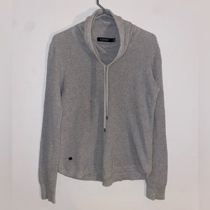 Lauren Ralph Lauren Gray Waffle Drawstring Sweater